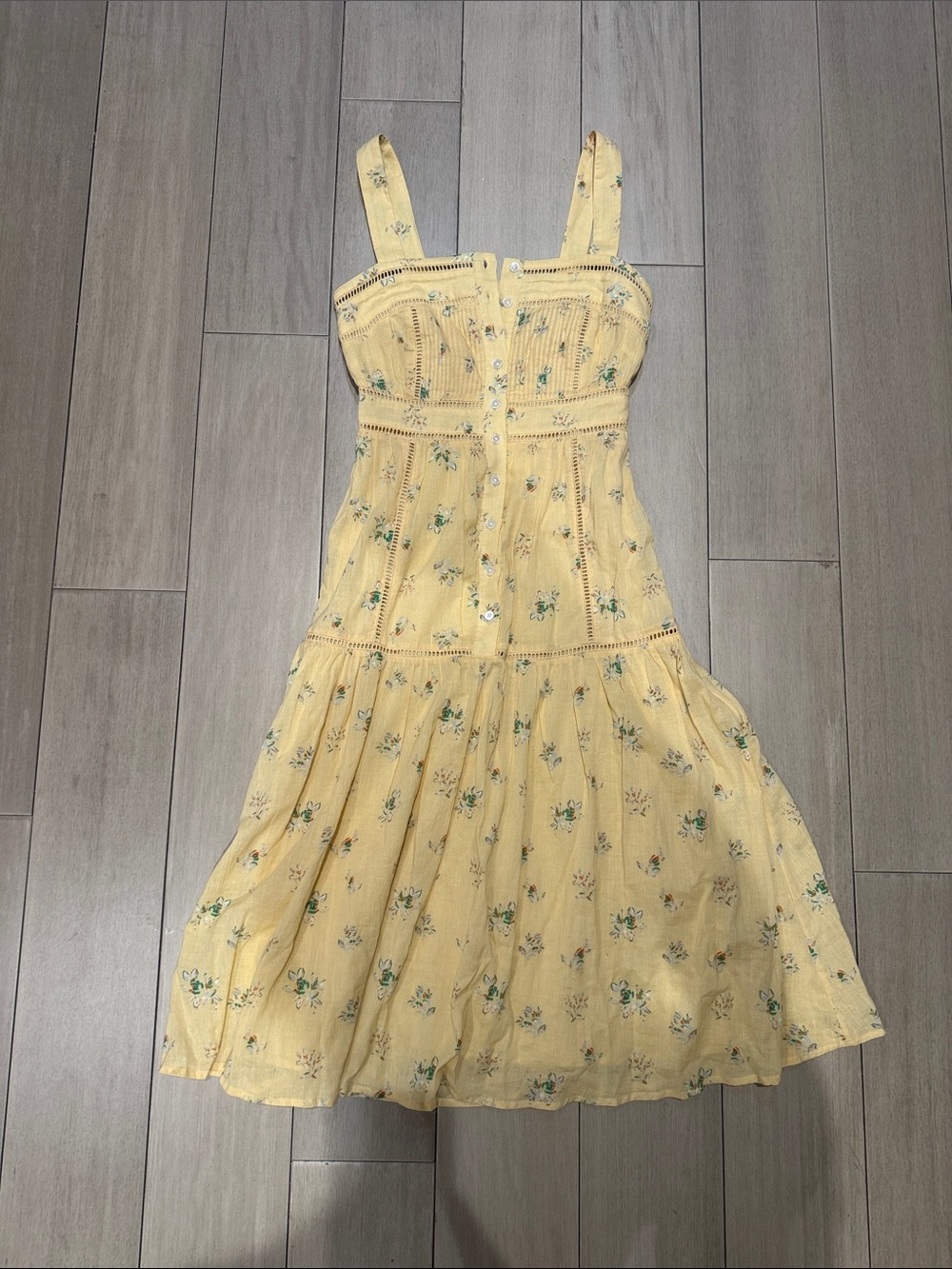 Joie Yellow Floral Sundress with Button-Front Bodice